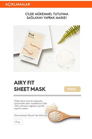 Pirinç Özlü Aydınlatıcı ve Nemlendirici Yaprak Maske (1ad) Airy Fit Sheet Mask Rice