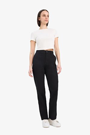 DeFacto Coool Straight Fit Gabardin Pantolon Yüksek Bel E4346AX25SPBK27