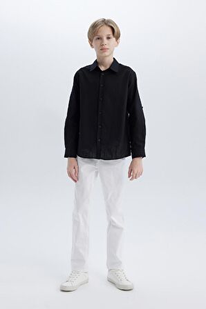 DeFacto Erkek Çocuk Düz Paça Beyaz Gabardin Basic Pantolon X4224A624SMWT34