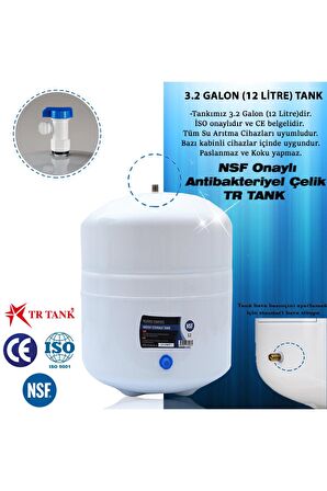 Su Arıtma Cihazı Metal Genleşme Su Tankı 12 Lt NSF Belgeli Su Arıtma Deposu Tank Vanası
