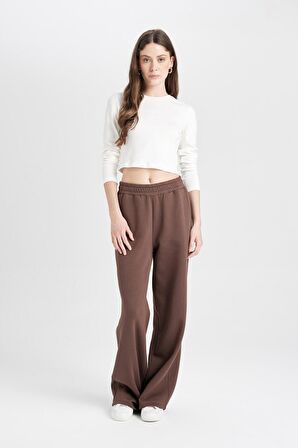 DeFacto Coool Wide Leg Geniş Bol Paça Eşofman Altı Beli Lastikli Bağcıklı Cepli Basic Düz B3345AX24WNBN540