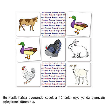 Kırkpabuç Çiftlik Hayvanları Hafıza Oyunu - 24 Parça 7208