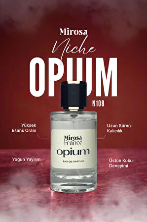 Mirosa de France Opium Niche Collection Yüksek Kalıcı Kadın Parfum YSL Black EDP Premium Kutu 50ml N108