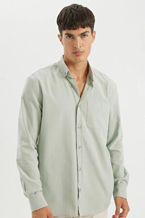 DeFacto Regular Fit Polo Yaka Oxford Basic Düz Uzun Kollu Gömlek A8028AX24AUGN1128