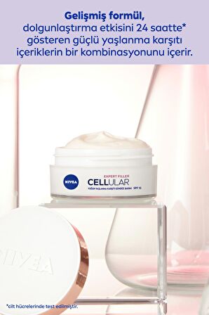 Nivea Expert Filler Yoğun Yaşlanma Karşıtı Gündüz Bakım Kremi 50ml, SPF30 Güneş Koruması, Hyaluronik Asit