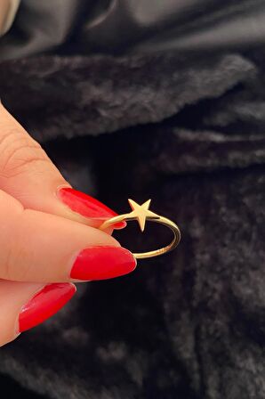 14 Ayar Altın Düz Yıldız Yüzük 2