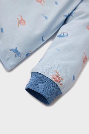 DeFacto Erkek Bebek Pijama Takımı Penye Desenli Uzun Kollu Üst Beli Lastikli Uzun Alt E0756A525SPBE343