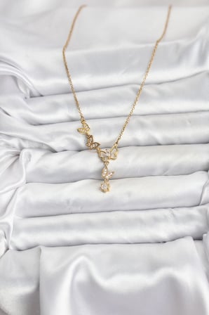 Tegan 316L Çelik Zincir Gold Renk Kelebek Model Kadın Kolye TG27BKO11104