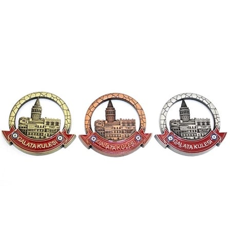 Dodes İstanbul Temalı Metal Magnet Galata Kulesi Yuvarlak Tasarım