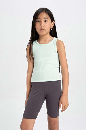 DeFacto Kız Çocuk Bisiklet Yaka 2'li Atlet B6704A824SMGN1114