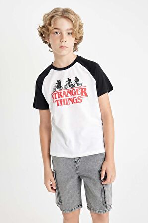 DeFacto Erkek Çocuk Stranger Things Bisiklet Yaka Kısa Kollu Tişört C0520A824SMWT32