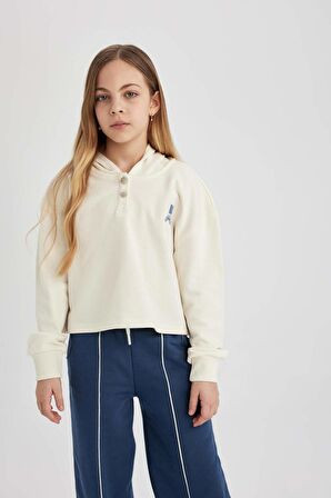 DeFacto Kız Çocuk NBA Wordmark Crop Kapüşonlu Sweatshirt C0804A824SPER100