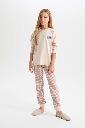 DeFacto Kız Çocuk Pijama Takım Disney Mickey & Minnie Uzun Kolu Üst Beli Lastikli Alt D3748A824AUER68