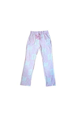 Pembe Çiçek Nakışlı Kısa Kollu Pijama Takımı