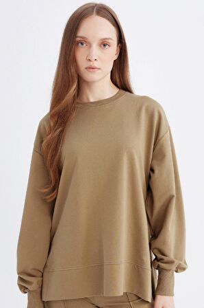 DeFacto Regular Fit Bisiklet Yaka Basic Düz Sweatshirt Tunik D4800AX24AUKH459