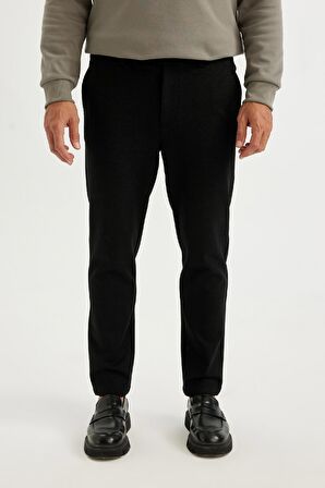 Siyah Tailored Regular Fit Düz Paça Cepli Pantolon
