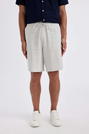 DeFacto Relax Fit Keten Karışımlı Bermuda Şort C1125AX24SMGR368