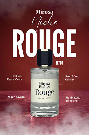 Mirosa de France Rouge Niche Collection Yüksek Kalıcı Kadın Parfum Bakarat EDP Premium Kutu 50ml N701