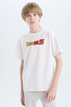 Erkek Çocuk Dragon Ball Bisiklet Yaka Sırt Baskılı Kısa Kollu Tişört