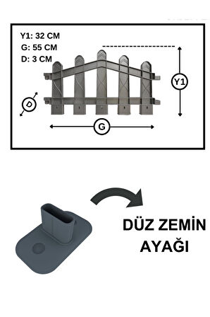 Plastik Yılbaşı Ağacı Çiti (Y: 32 CM G: 55 CM) 8 Adet Sert Zemin Ayaklı - Kırmızı