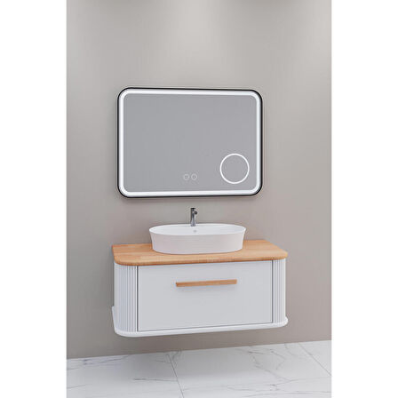 CASSE 100 CM BEYAZ LAVABOLU BANYO DOLABI BEYAZ / KAYIN