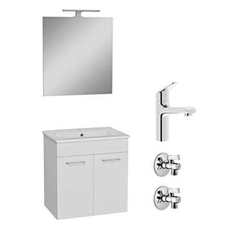 VitrA Ardea 67714 Banyo Dolabı Seti, Parlak Beyaz, 60 cm, Kapaklı