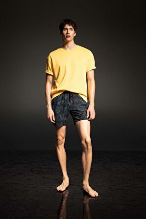 DeFactoFit Regular Fit Baskılı Esnek Dokulu Kısa Boy Sporcu Deniz Şortu A4185AX24HSBK81