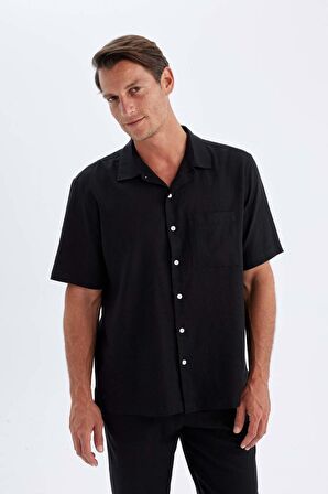 DeFacto Relax Fit Yazlık Polo Yaka Kısa Kollu Gömlek C1110AX24SMBK81