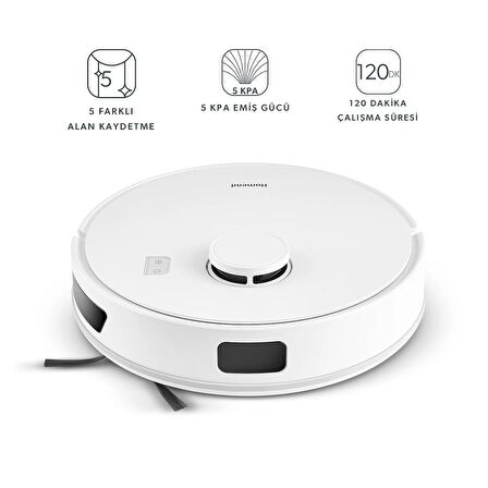 Homend Alex Laser 1291H Moplu ve Haritalamalı Akıllı Robot Süpürge Beyaz
