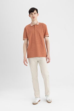 DeFacto New Regular Fit Polo Yaka Waffle Kısa Kollu Basic Düz Tişört B4508AX24SPOG604