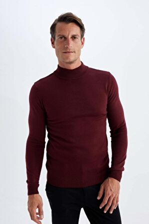 DeFacto Slim Fit Dar Kesim Yarım Balıkçı Yaka Basic Düz Triko Kazak R1127AZ24WNBR50