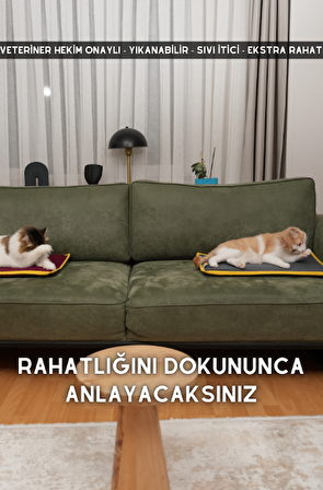 pawdaz Serin (60X40CM) - 4 Mevsim Kedi/ Köpek Matı, Sıcak Veya Soğuk Kullanılabilen Minder Yatak (antrasit)