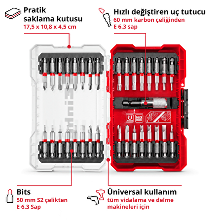 Orijinal Einhell M-CASE 33 parça uç seti - 49118903