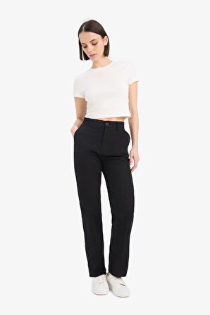 DeFacto Coool Straight Fit Gabardin Pantolon Yüksek Bel E4346AX25SPBK27