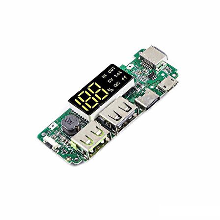 LEDli Çift USB 5V 2.4A Micro/Type-C/Lightning USB'li Powerbank Modülü