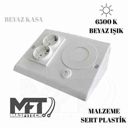  Dolap Ve Tezgah Altı Prizli Led Aydınlatma – 3 Watt Beyaz Işık | Mutfak Için Şık Işık Ve Priz Çözümü