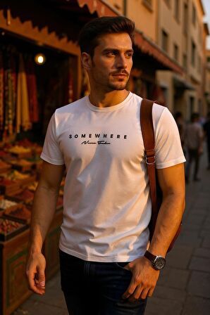 Erkek  Baskılı Yumuşak Kumaş T-Shirt