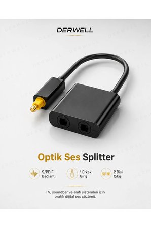 Dijital Optik Ses Çoğaltıcı Aparat S/PDIF TV Soundbar Amfi Uyumlu Switch Çoklayıcı Dağıtıcı Adaptör 1 Giriş 2 Çıkış Kablosu Dönüştürücü Dijital Ses İkizleyici Spliter Kutusu