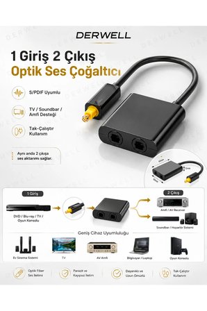 Dijital Optik Ses Çoğaltıcı Aparat S/PDIF TV Soundbar Amfi Uyumlu Switch Çoklayıcı Dağıtıcı Adaptör 1 Giriş 2 Çıkış Kablosu Dönüştürücü Dijital Ses İkizleyici Spliter Kutusu