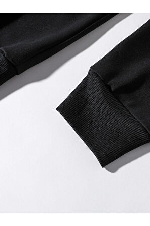 Unisex Siyah Needs Baskılı Kapüşonlu Oversize Sweatshirt