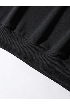 Unisex Siyah Needs Baskılı Kapüşonlu Oversize Sweatshirt