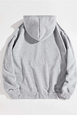 Unisex Newjersey Baskılı Oversize Kapşonlu Sweatshirt