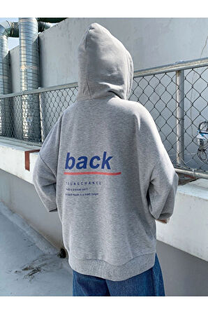 Unisex Back Baskılı Oversize Kapşonlu Sweatshirt