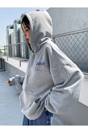Unisex Back Baskılı Oversize Kapşonlu Sweatshirt