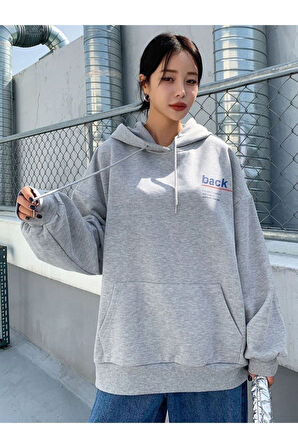 Unisex Back Baskılı Oversize Kapşonlu Sweatshirt