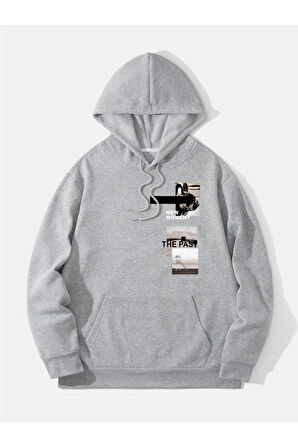 Unisex New Moment Baskılı Oversize Kapşonlu Sweatshirt