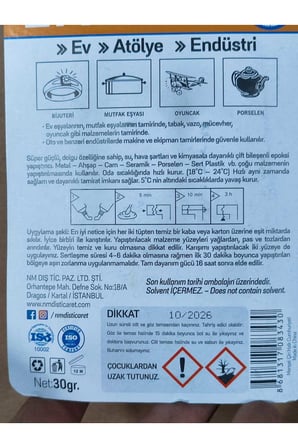 Cam Yapıştırıcı 2k Güçlü Epoksi Yapıştırıcısı Metal Plastik Cam Dekoratif Işler Için 15+15 Gr