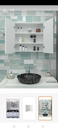 EBA 2 KAPAKLI AYNALI SUNTALEM BANYO DOLABI, 60x60x15 cm 