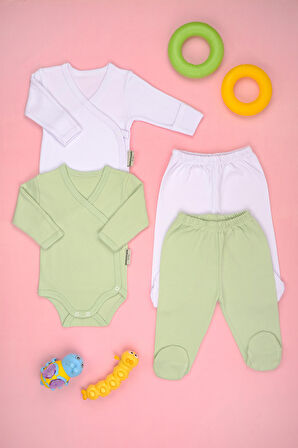 Pamuklu Yumuşak Kız - Erkek Bebek Kruvaze Patikli 2'li Takım