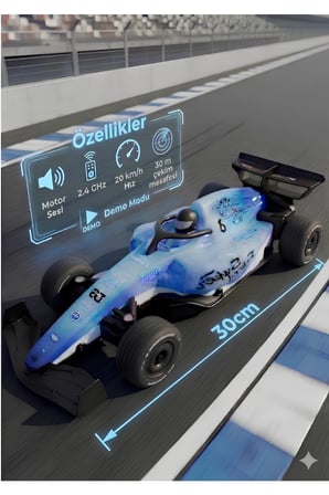 Demo Modlu 2.4Ghz 30 Cm 20 Km Hızlı Şarjlı Işıklı Motor Sesli Full Fonksiyon Uzaktan Kumandalı F1 Formüla Yarış Arabaları 2'Lİ SET